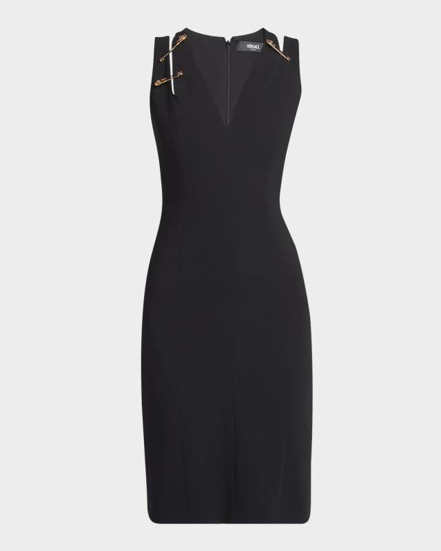 Medusa Safety Pin Cutout Sleeveless Techno Cady Dress